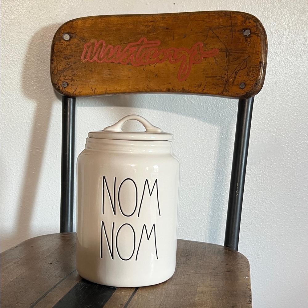 Rae Dunn “Nom Nom” treat canister jar with lid
